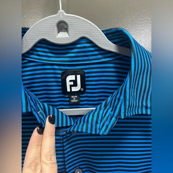 2 for $25 - BUNDLE - FootJoy Men's Blue Striped Golf Polo Shirt Size M - Picture 3 of 6